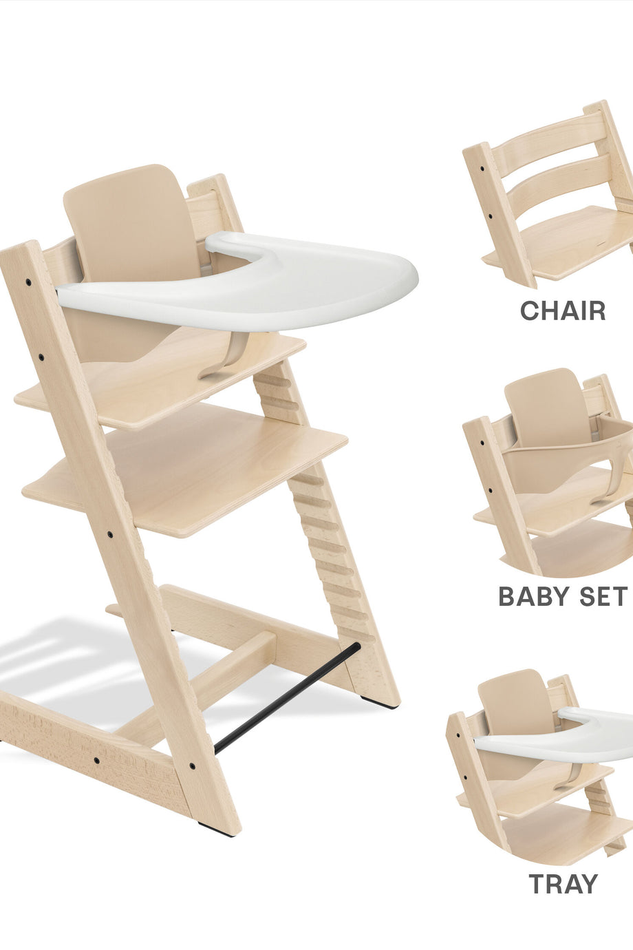 Tripp Trapp® Yüksek Sandalye Paketi + Stokke® Tepsi, Baby Set Dahil 3’ü 1 Arada Set