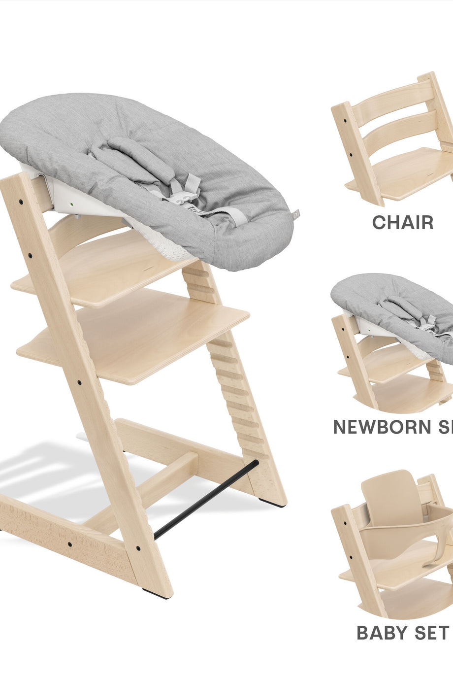 Tripp Trapp® Yüksek Sandalye Paketi + Yenidoğan Seti, 3'ü 1 Arada Çözüm