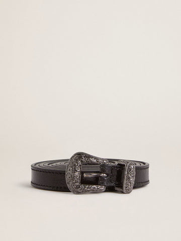 Siyah Deri Kemer Gümüş Tokalı Şık ve Zamansız Aksesuar