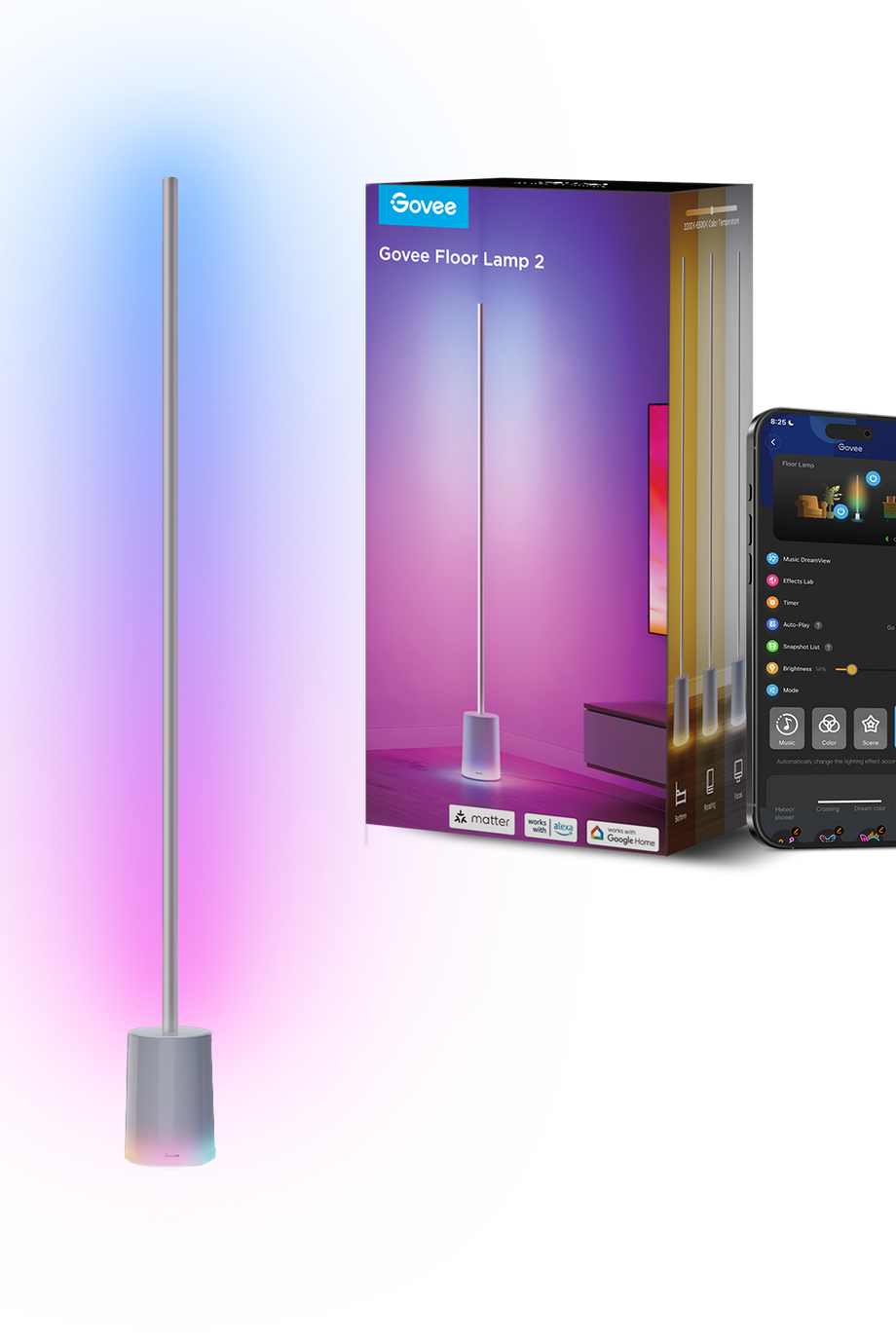 LED Zemin Lambası RGBIC 152 cm, 1725LM, Kısılabilir, 16M Renk