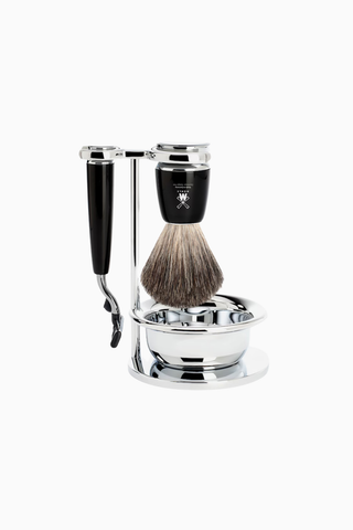 Siyah Elyaf Tıraş Fırçası, 21mm, Vegan Sentetik Kıl ve Krom Detaylı Reçine Sap