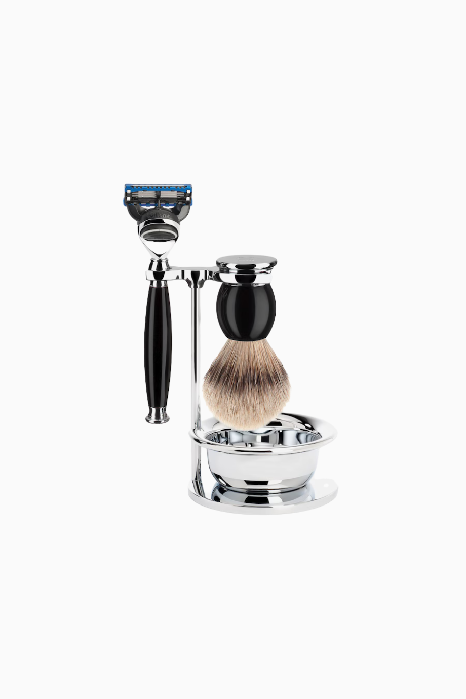 Sophist 4 Parçalı Silvertip Tıraş Seti, Siyah Saplı, Gillette® Fusion® Uyumlu