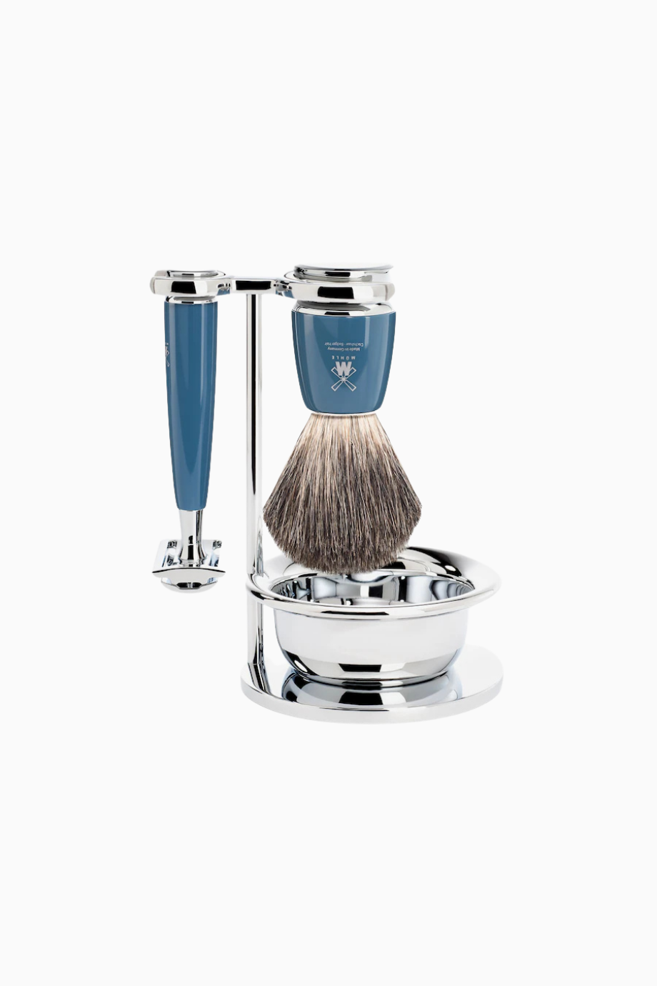 RYTMO 4 Parçalı Tıraş Seti, Saf Porsuk Kılı Tıraş Fırçası ve Emniyetli Tıraş Bıçağı