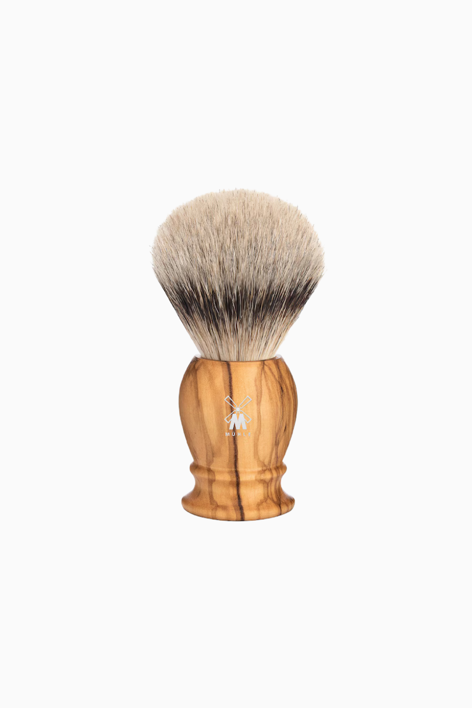 KLASİK Tıraş Fırçası, Gümüş Uçlu Porsuk, Zeytin Ağacı Sap, 21 mm