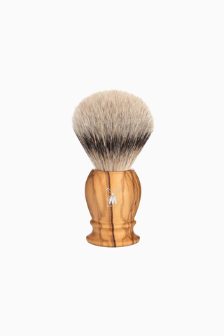 KLASİK Tıraş Fırçası, Gümüş Uçlu Porsuk, Zeytin Ağacı Sap, 21 mm