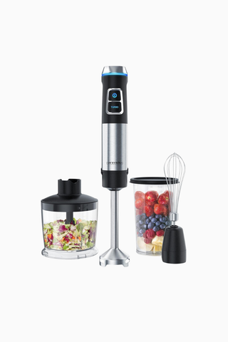 Mexo 1200W El Blenderi, Turbo Düğme, 4 Paslanmaz Çelik Bıçak, 3’ü 1 Arada Doğrayıcı ve Çırpıcı