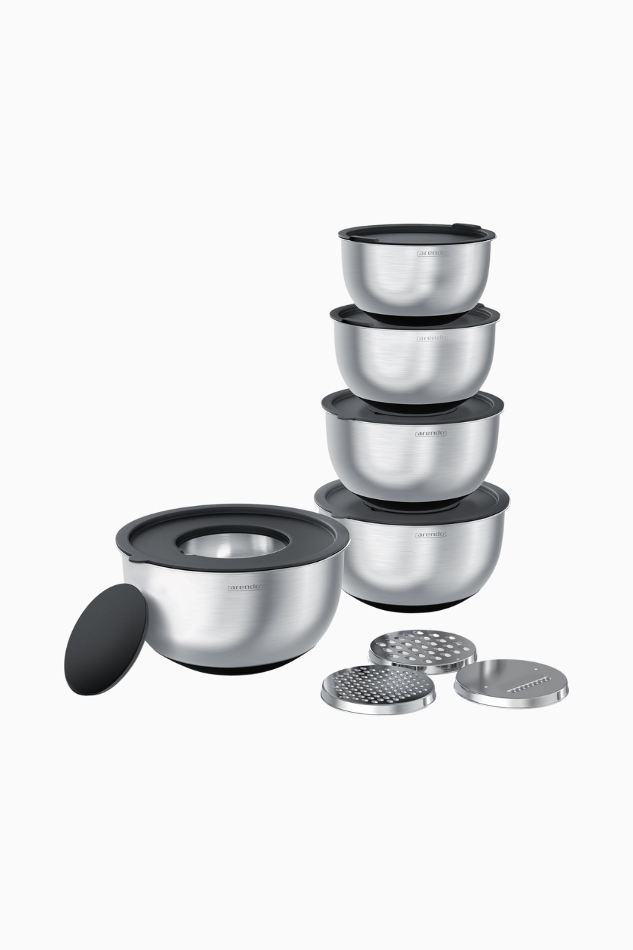 5’li Paslanmaz Çelik Salata Kase Seti, 1,6–5 L Kapasiteli, Güvenli Kilitli Kapaklar