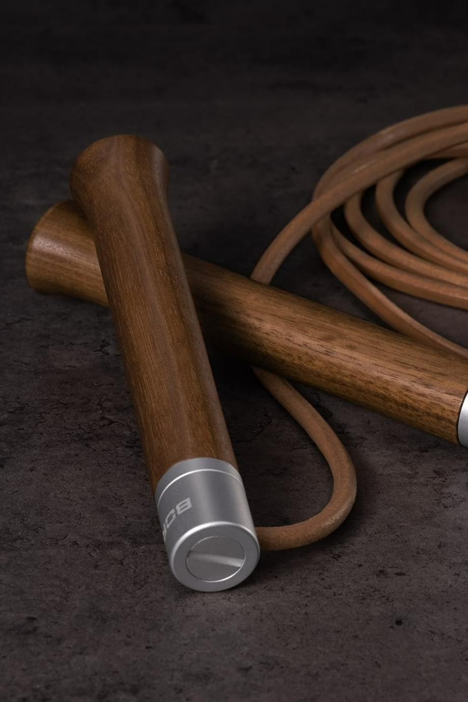 HS815 Deri Atlama İpi, Ahşap Saplı Profesyonel Speed Rope