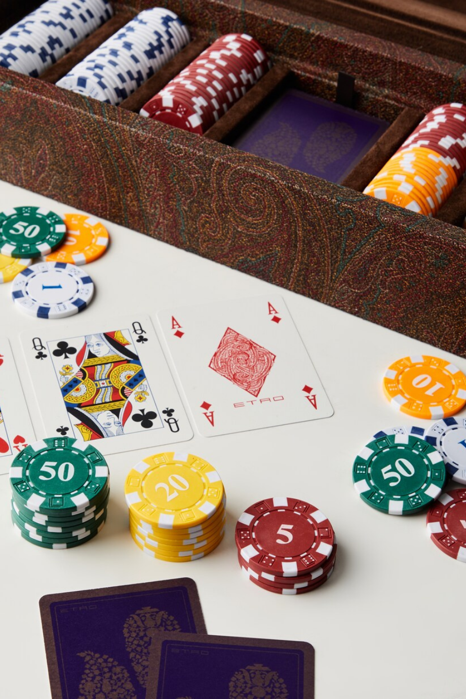 İtalyan Tasarımı Arnica Paisley Deri Poker Seti