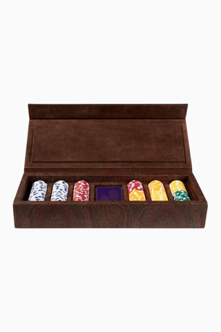 İtalyan Tasarımı Arnica Paisley Deri Poker Seti