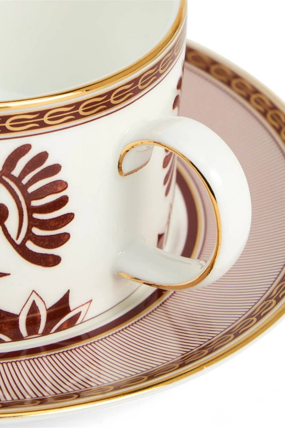 Kırmızı Splendour Porselen Çay Fincanı ve Tabağı