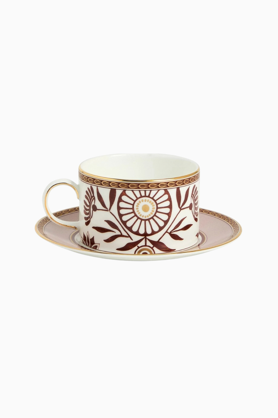 Kırmızı Splendour Porselen Çay Fincanı ve Tabağı
