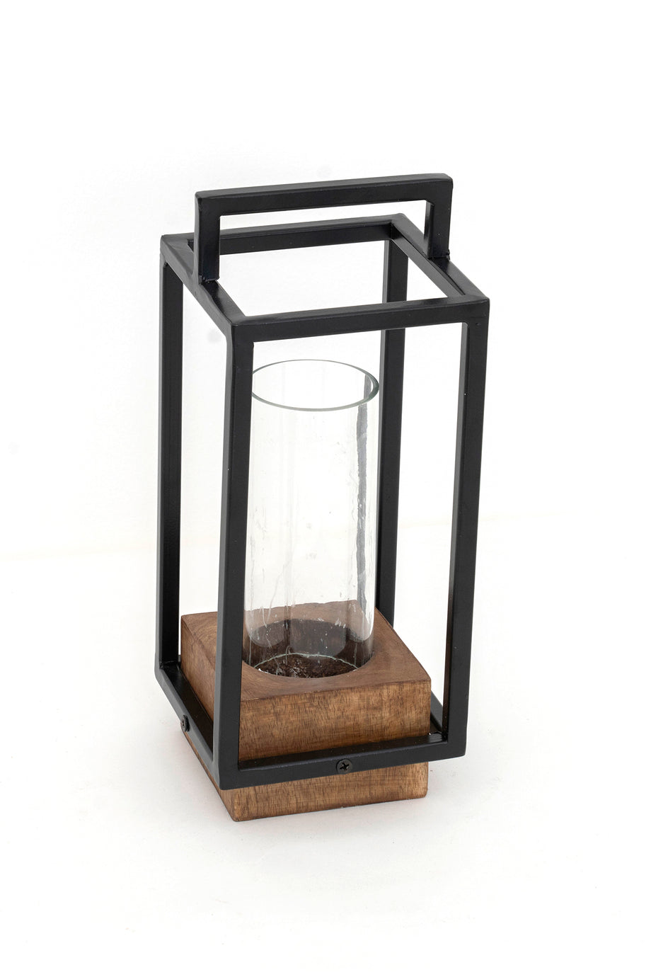 Keeth Ahşap ve Metal Mumluk 25 cm, Modern Tasarım