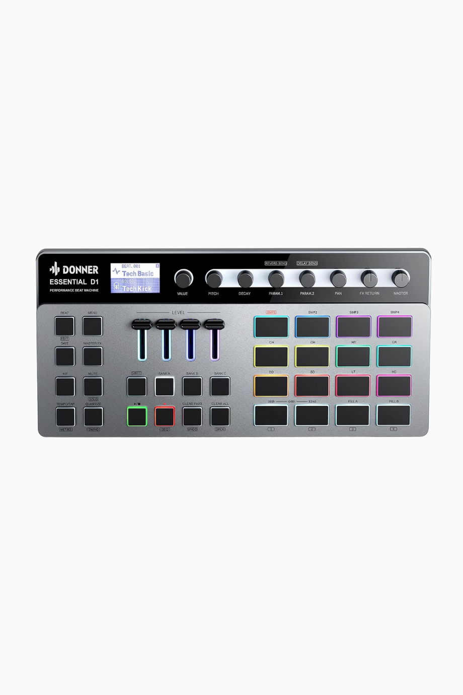 Parmak Davul Makinesi & Step Sequencer, 16 RGB Pad, 12 Kanal