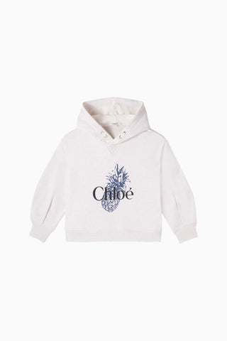 Baskılı Pamuk Jarse Kapüşonlu Kız Çocuk Sweatshirt