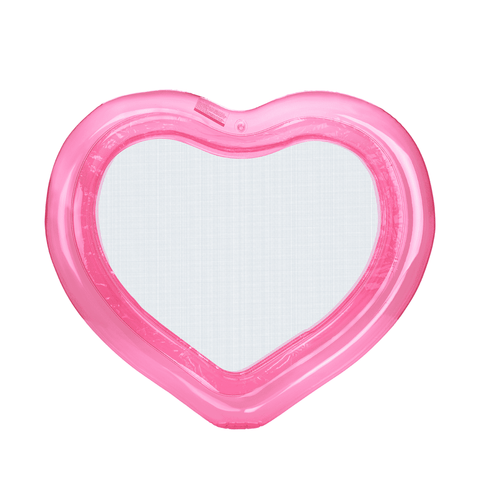 Mesh Heart Şezlong, 2 Kişilik 70” Şeffaf Pembe Şişme File Havuz Şezlongu, Yüzen Kalp Tasarım