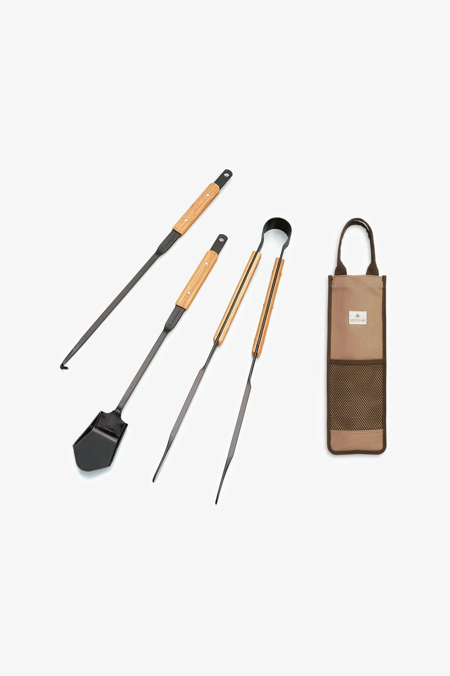 Fire Tool Set, Çelik Kamp Ateş Aletleri Seti, Bambu Saplı, Çantalı 3 Parça