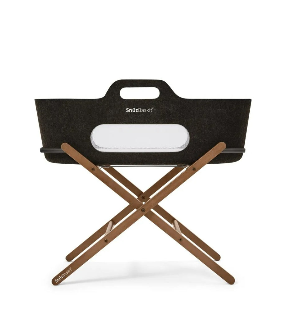 Grafit Sepet & Ceviz Stand – Siyah | Nefes Alabilir, Hafif ve Sürdürülebilir Beşik Seti