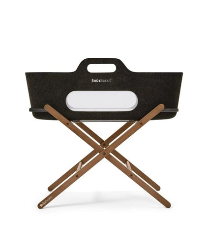 Grafit Sepet & Ceviz Stand – Siyah | Nefes Alabilir, Hafif ve Sürdürülebilir Beşik Seti