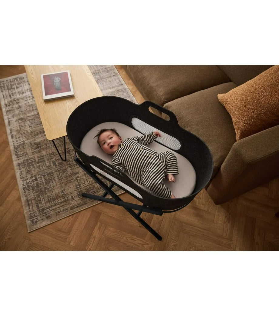 Sepet & Katlanabilir Stand - Grafit | Nefes Alabilir ve Sürdürülebilir Beşik Seti