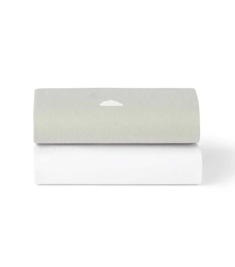 2'li Paket Fitted Çarşaf - Gri/Bulut | Moses Sepeti ve Portbebe Uyumlu