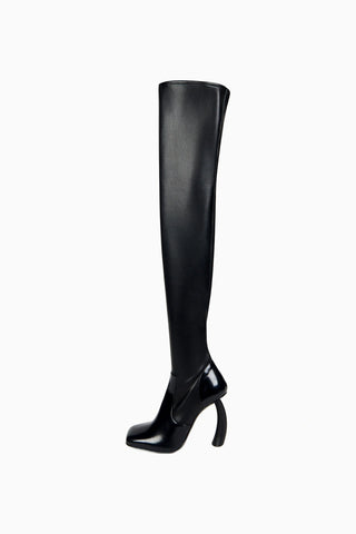 Kadın Siyah Kavisli Topuklu Uzun Çizme