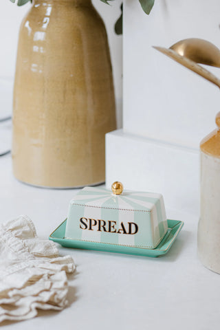 Fil Tereyağı Kabı, 17cm Seramik, Altın Detaylı