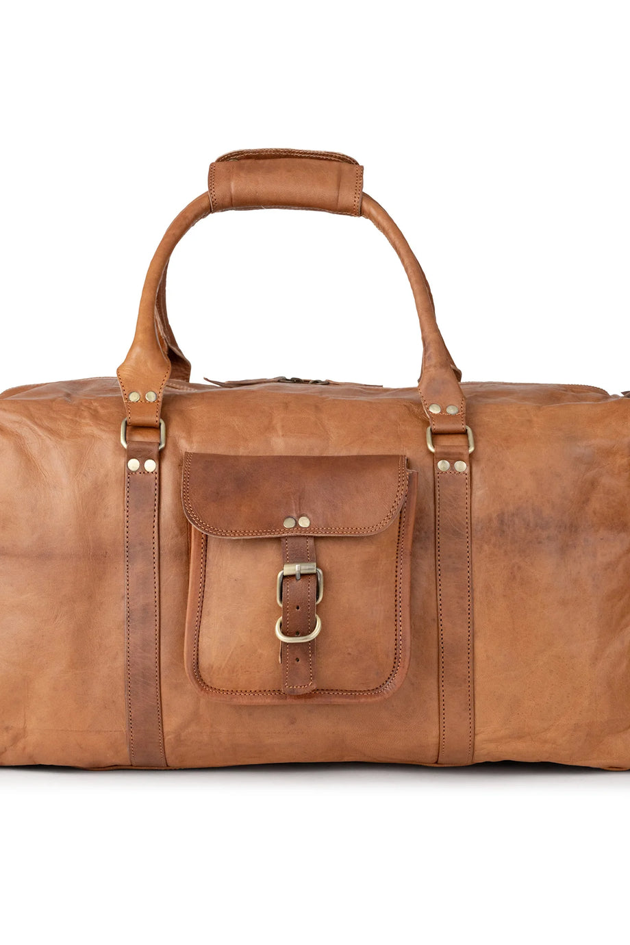 Vintage Weekender New York Deri Seyahat Çantası, Bitkisel Tabaklanmış Deri, 35L