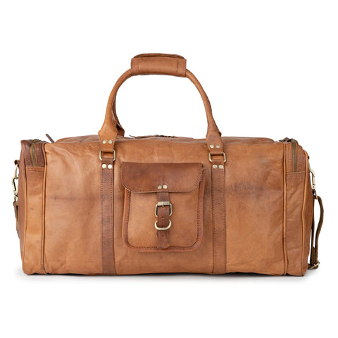 Vintage Weekender New York Deri Seyahat Çantası, Bitkisel Tabaklanmış Deri, 35L