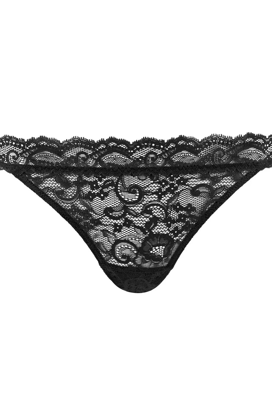 Boîte à Désir Siyah Dantel Cheeky Slip, Ayarlanabilir Bağcık Detaylı Tasarım