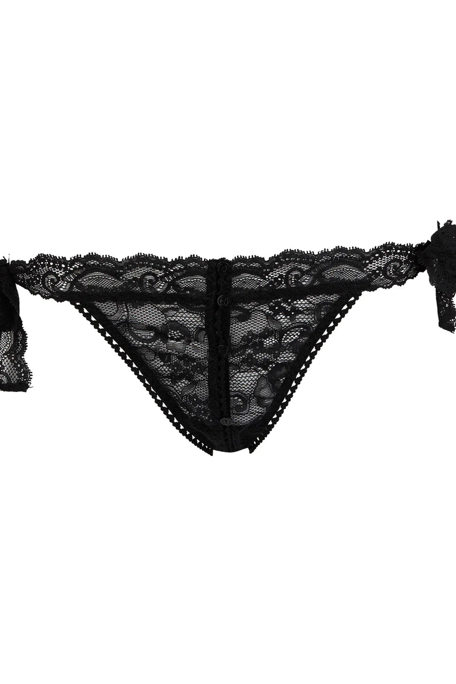 Boîte à Désir Siyah Dantel Hüftslip, Yan Bantsız ve Kalp Şeklinde Açıklık Detayı