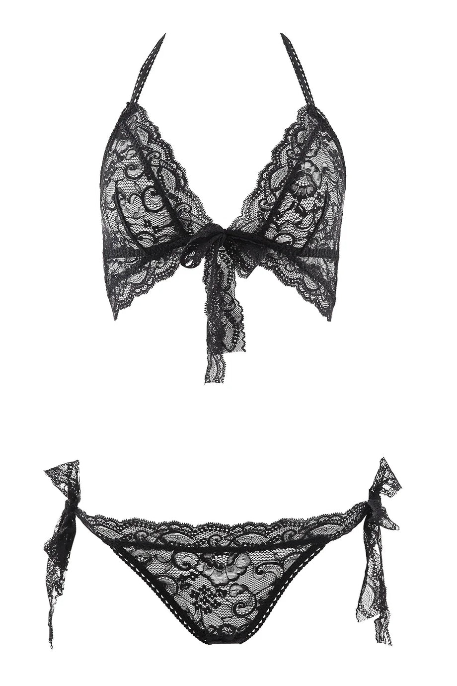 Boîte à Désir Dantel Trikini Seti, Bügelsiz Sütyen ve Bağcıklı Tasarım
