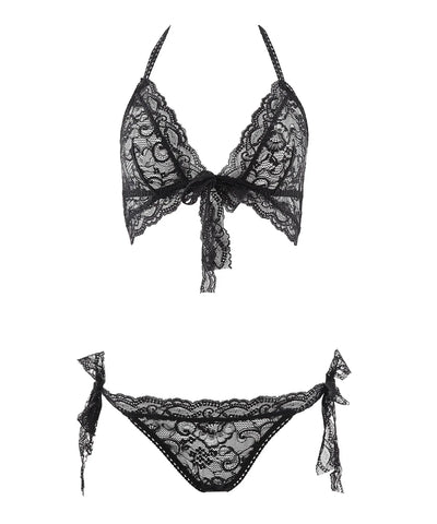 Boîte à Désir Dantel Trikini Seti, Bügelsiz Sütyen ve Bağcıklı Tasarım