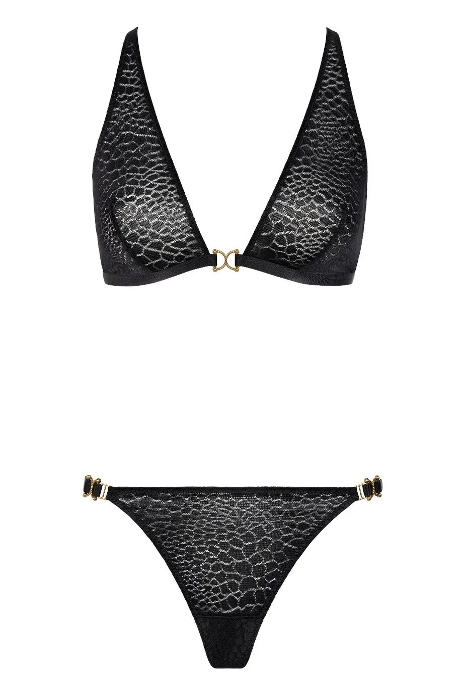 Boîte à Désir Triangel-BH ve String Seti Dantel Tüll Detaylı Şeffaf ve Şık Model