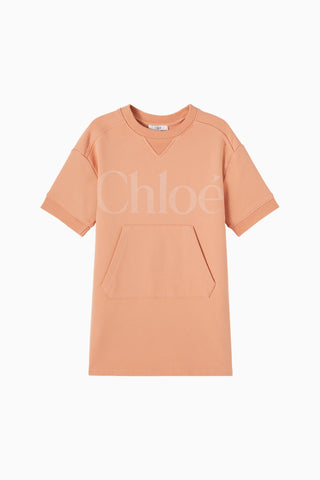Logolu Pamuklu Sweatshirt Elbise Kız Çocuk