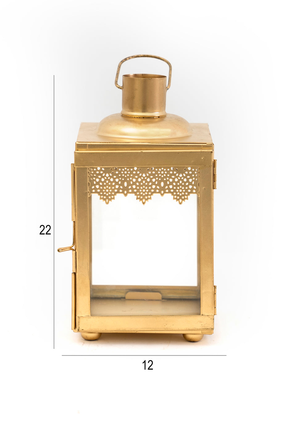 Chloe Altın Metal Fener 22 cm, Modern Tasarım