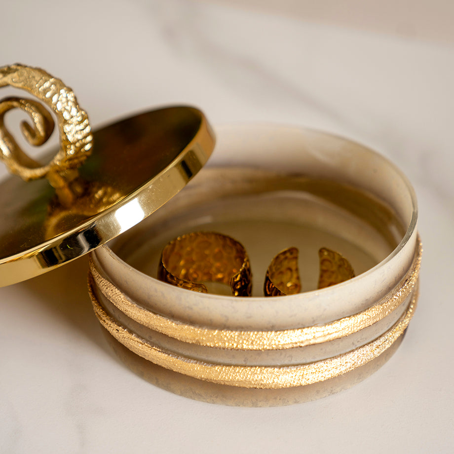 Swirl Metal Dekoratif Kavanoz, Cam ve Alüminyum, Modern Tasarım