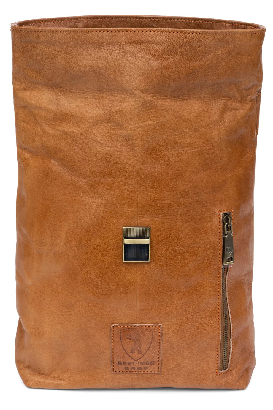 Vintage Deri Sırt Çantası Seattle Small Daypack Roll Top, Kadınlar İçina Kahverengi