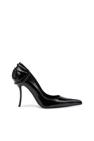 D-Ten&Half Kavisli Topuklu Parlak Stiletto Ayakkabı, 105 mm Topuk, Oval D Detaylı