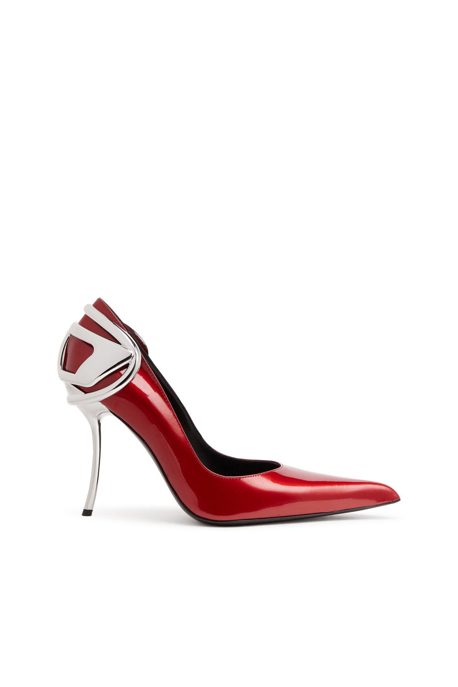 D-Ten&Half Oval D Topuklu Rugan Ayakkabılar, Kırmızı Stiletto, 105mm Topuk