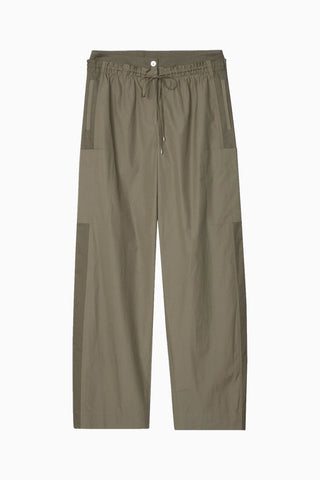 Poplin Double Waistband Geniş Paça Kadın Pantolon