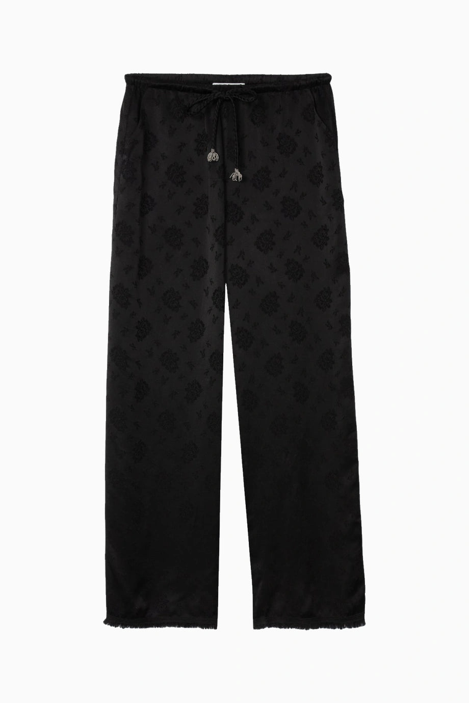 Floral Jacquard Çiçek Desenli Rahat Kesim Kadın Pantolon