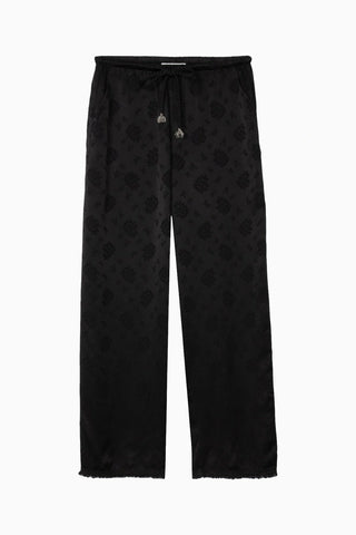 Floral Jacquard Çiçek Desenli Rahat Kesim Kadın Pantolon