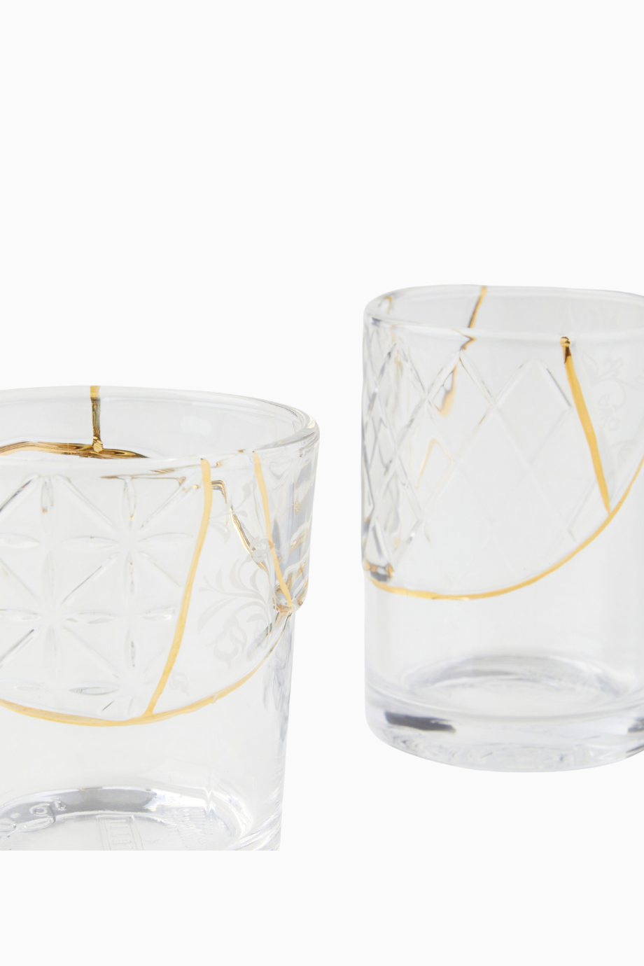 Kintsugi 24 Ayar Altın Detaylı Şeffaf, Sanatsal Dekoratif Cam Bardak
