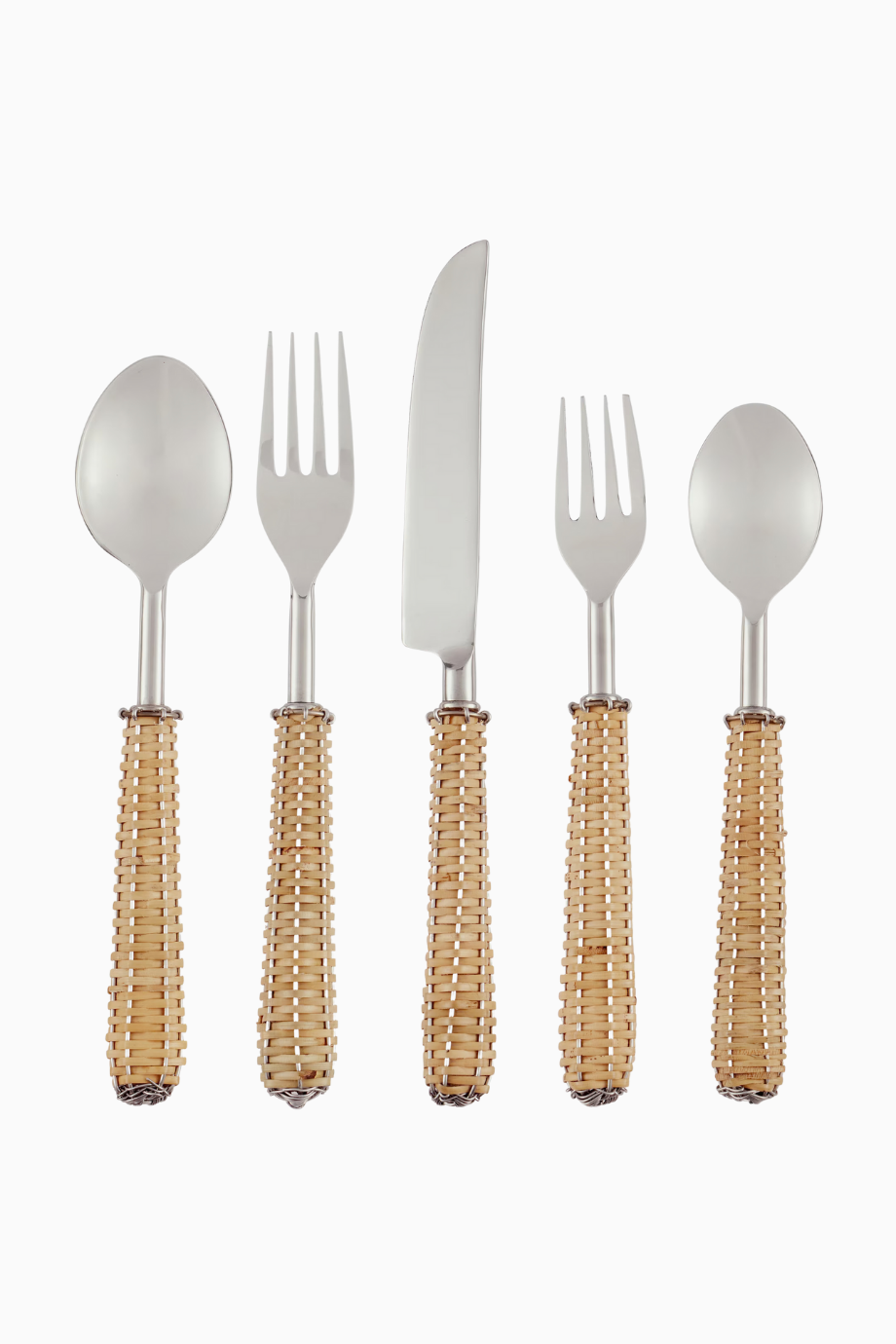 Rattan Saplı, İtalyan Tasarımı Çatal Bıçak Takımı