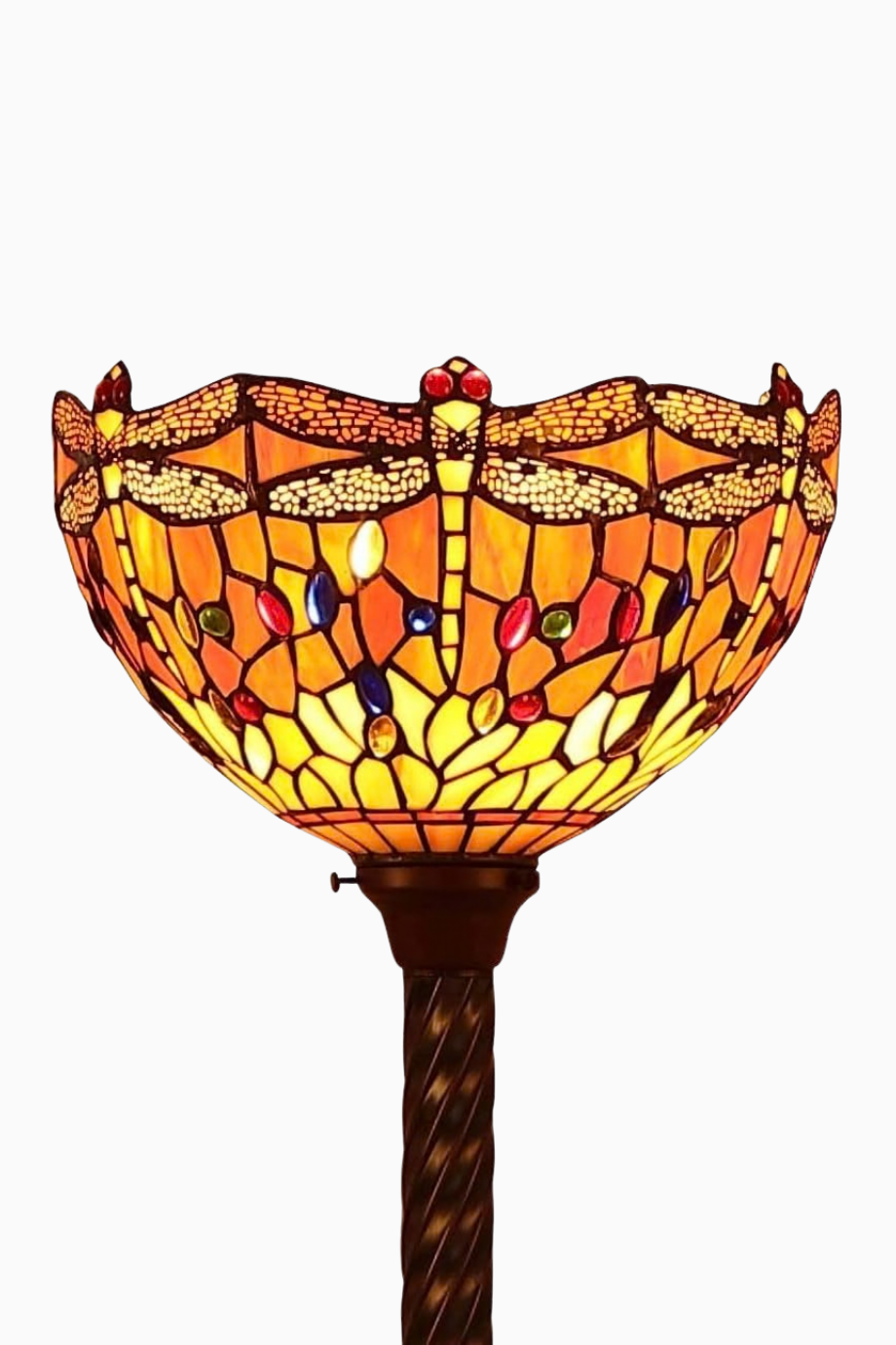 Dragonfly Tiffany Stil Vitray Cam, El İşçiliği Dekoratif Lambader