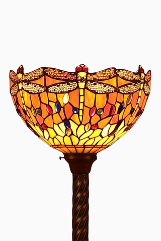 Dragonfly Tiffany Stil Vitray Cam, El İşçiliği Dekoratif Lambader