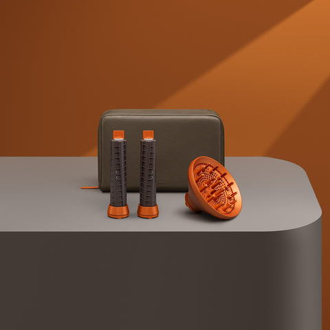 Kurutma Makinesi Aksesuar Seti, 40mm Bukle Başlığı, Difüzör ve Eko Deri Seyahat Çantası