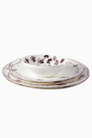 Marni Dark Viola Anemone Milk Porselen Tabak ve Kase Seti