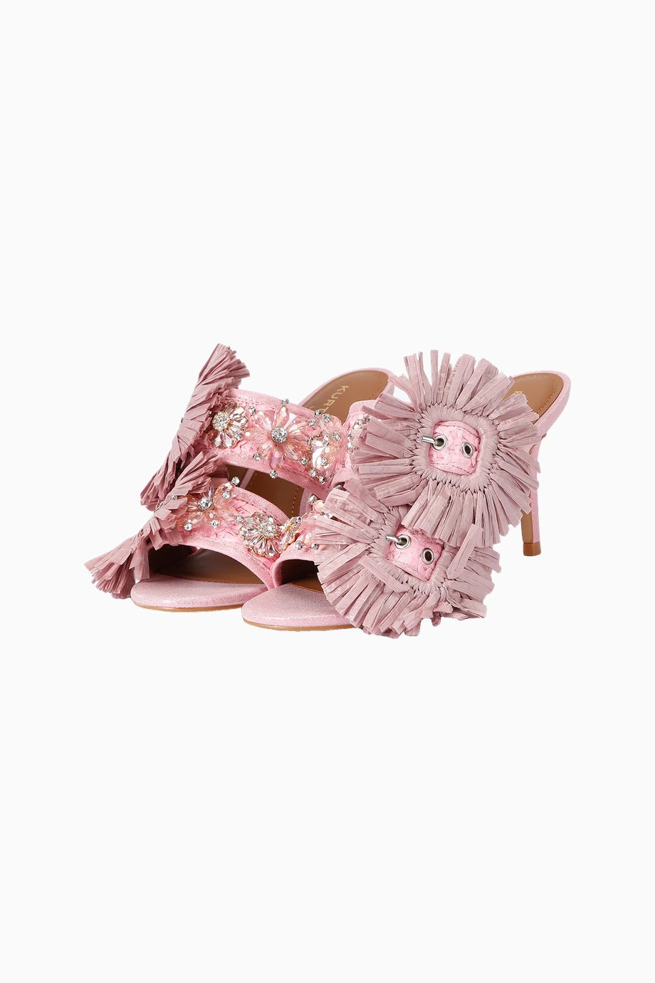 Pembe Çiçek ve Taş Detaylı Kadın Stiletto Topuklu Ayakkabı